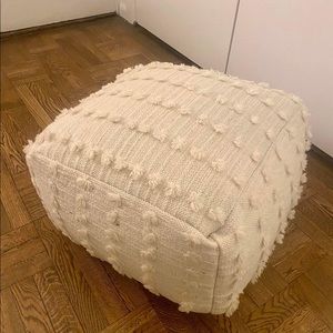 Cream, silver, and white pouf/ottoman